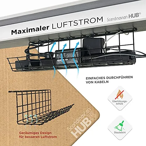 Scandinavian Hub Kabelorganisation · Metallgitter-Kabelwanne – Stahl Schwarz · 43cm (2-pack)
