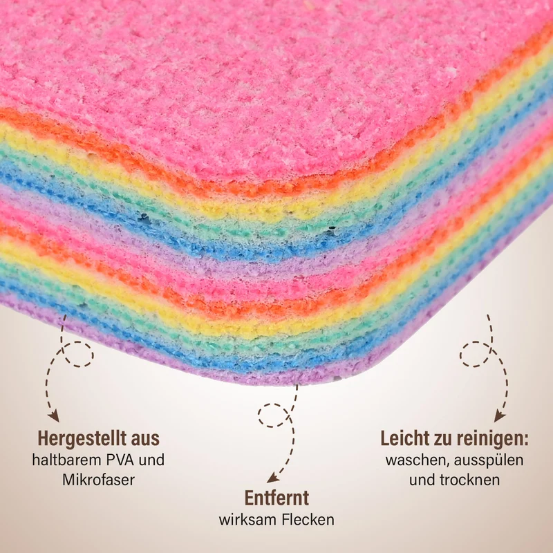4er-Set Regenbogen-Putztücher, 12-Schicht Mikrofaser-Schwammblock, saugstark und wiederverwendbar