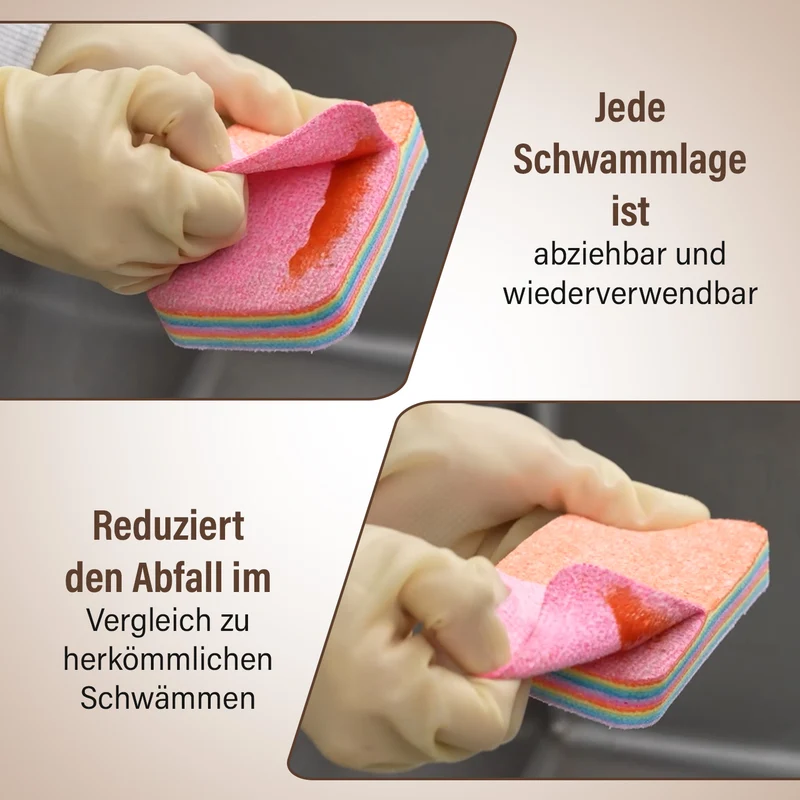 4er-Set Regenbogen-Putztücher, 12-Schicht Mikrofaser-Schwammblock, saugstark und wiederverwendbar