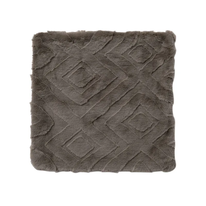 Superweicher Mikroplusch 2er Set Sofa-Kissenbezüge mit Rautenmuster, 45 x 45 und 60 x 60 cm, Hellbraun