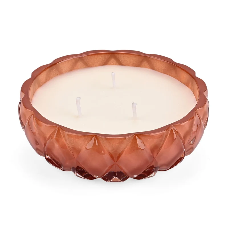 LIVMORE - Duftkerze Winterzauber-Design, 25 Std. Brenndauer, 150g, 4,5 ml ätherisches Öl, Jasmin und Neroli, Dunkelrot