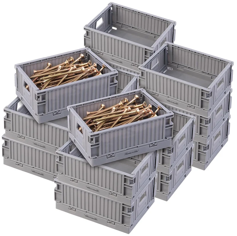 Rosenstein & Söhne Kunststoff-Klappboxen: 16er-Set Kunststoff-Aufbewahrungskisten, stapelbar, 14,5 x 10,3 x 6 cm (Faltklappboxen, Kinderboxen)