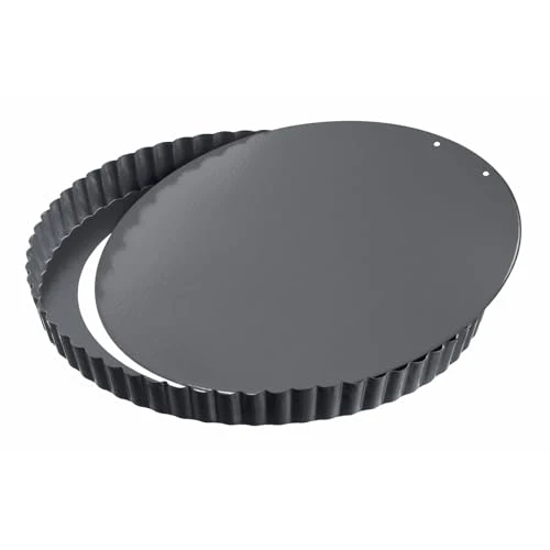 Original Kaiser La Forme Plus Tarteform mit Hebeboden 28 cm, Quicheform antihaftbeschichtet, herausdrückbarer Emailleboden, schnittfest, servierfertig