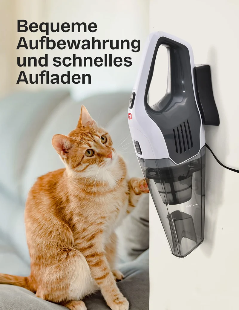 Portutif Handstaubsauger Akku, 8Kpa Saugkraft, 30Min Laufzeit, 78Db Leise,