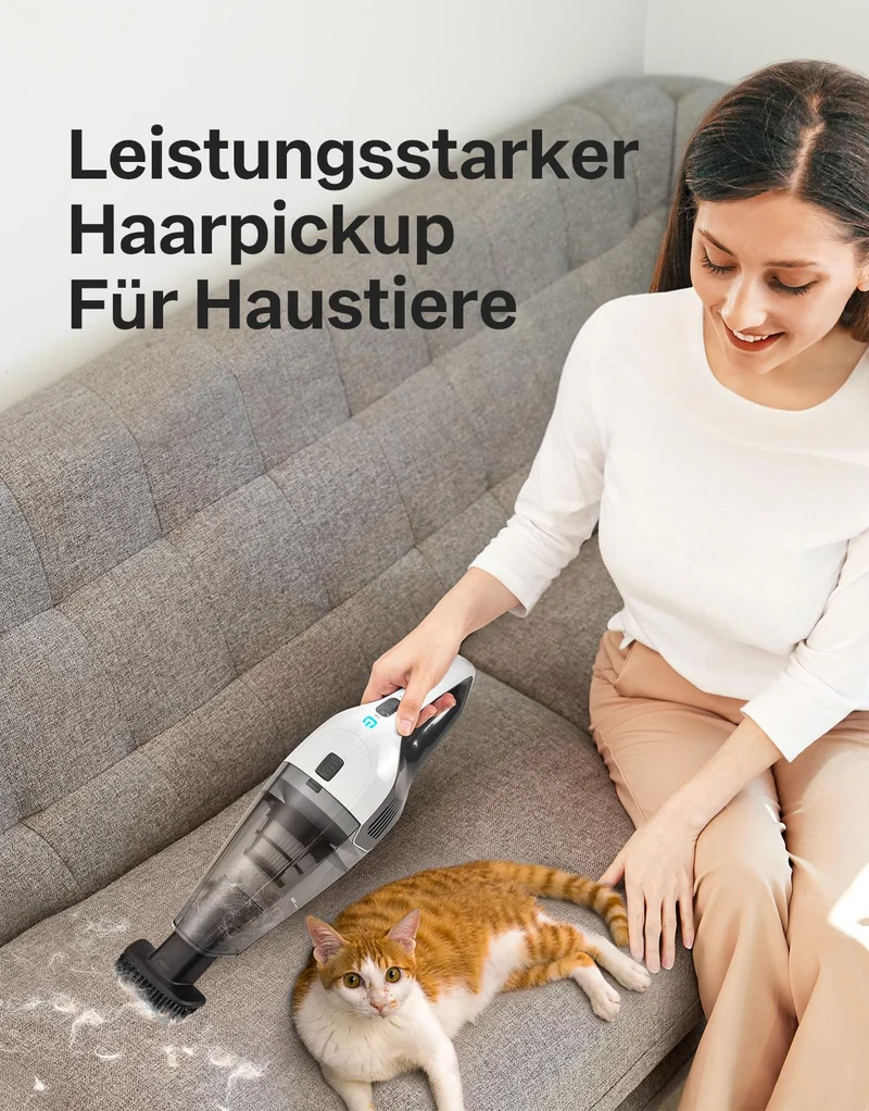 Portutif Handstaubsauger Akku, 8Kpa Saugkraft, 30Min Laufzeit, 78Db Leise,