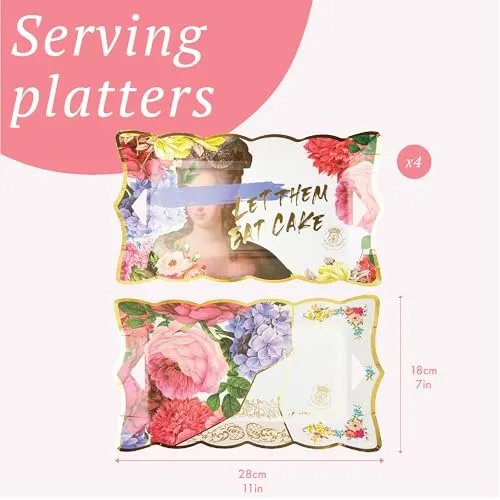 Talking Tables Truly Scrumptious Blumen Papier-Servierplatten, 4er-Pack Einweg-Tabletts für Nachmittagstee, Geburtstag, Muttertag, Bridgerton, 17,5 cm