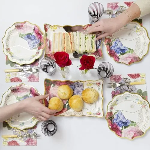 Talking Tables Truly Scrumptious Blumen Papier-Servierplatten, 4er-Pack Einweg-Tabletts für Nachmittagstee, Geburtstag, Muttertag, Bridgerton, 17,5 cm