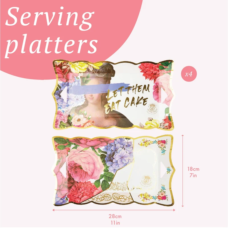 Talking Tables Truly Scrumptious Blumen Papier-Servierplatten, 4er-Pack Einweg-Tabletts für Nachmittagstee, Geburtstag, Muttertag, Bridgerton, 17,5 cm