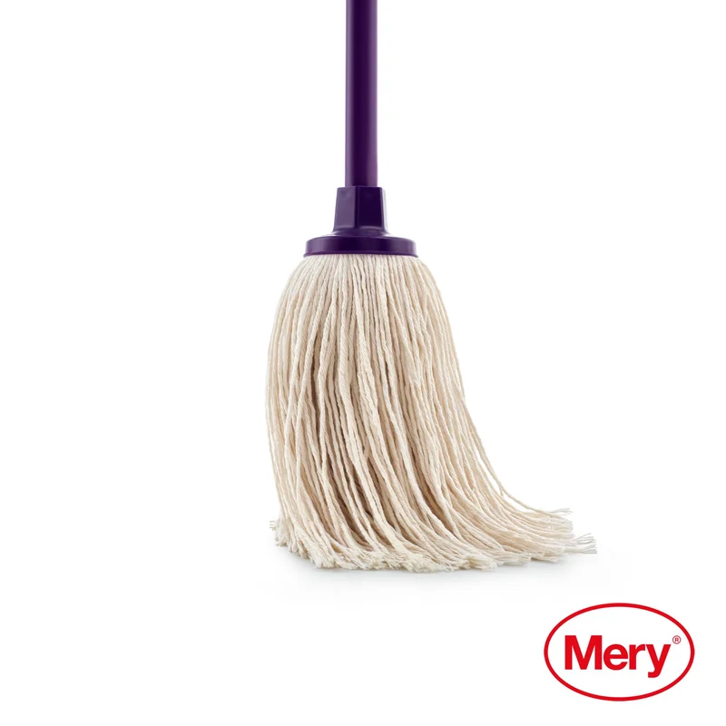 Mery | Baumwollmopp | Super saugfähig | XL Mopkopf | Universelles Gewinde | Robuster Wischmopp | Naturfarbe | 22 cm, Ekrü