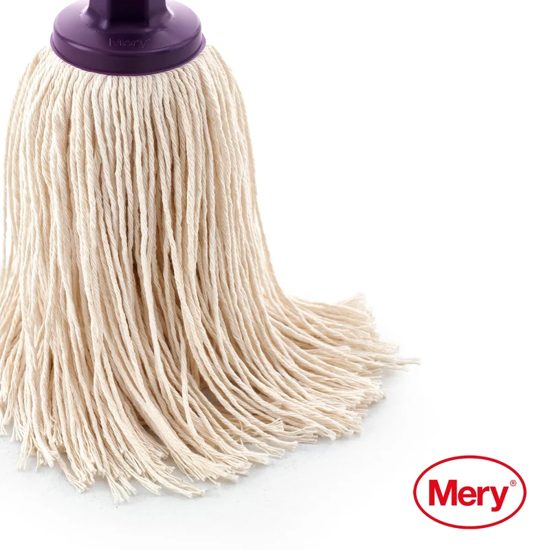 Mery | Baumwollmopp | Super saugfähig | XL Mopkopf | Universelles Gewinde | Robuster Wischmopp | Naturfarbe | 22 cm, Ekrü