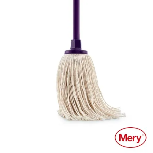 Mery | Baumwollmopp | Super saugfähig | XL Mopkopf | Universelles Gewinde | Robuster Wischmopp | Naturfarbe | 22 cm, Ekrü