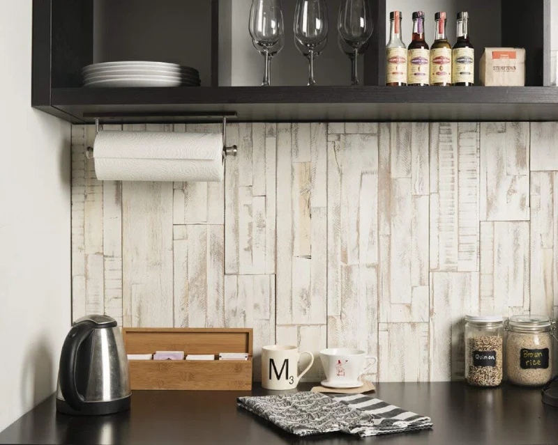 3D Wandverkleidung - Holz - Weiß - Selbstklebend - Brushed Coral - Moderne Wandpaneele - Vintage - Umweltfreundlich (13 Paneele - 0,98 m²)