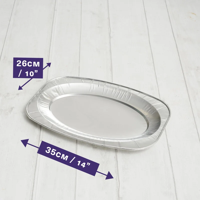 MATANA 20 Große Alu Servierplatten, 35x26cm – Einweg- & Mehrweg Serviertablett mit Hohem Rand & Extra Tiefe – Ofen- & Gefrierschrankgeeignete Buffetplatten für Partys, Weihnachten, Catering