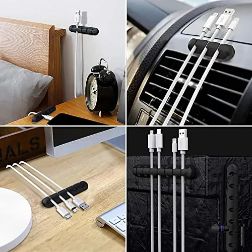 SOULWIT® Kabelhalter Kabelclips, [3 Stück] kabelmanagement Selbstklebend Kabel Organizer Vielzwecke Kabelführung Set für Schreibtisch Computer PC, USB Ladekabel, ZuhauseBüro