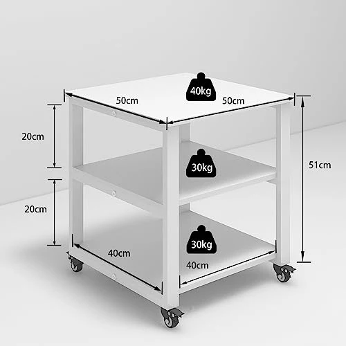 PUNCIA 3-Ebenen Druckertisch mit Rollen Druckerständer 50 x 50 x 50 cm