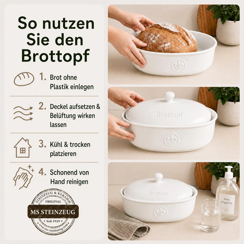 Brottopf in weiss - Brotkasten - oval - Steingut mit Belüftung