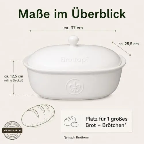 Brottopf in weiss - Brotkasten - oval - Steingut mit Belüftung