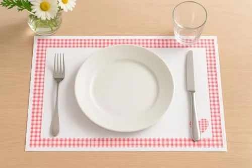 Tischsets 30x40 cm – 100 Stück – Landhaus Stil Rot – Einweg Platzsets aus Papier – Deko Tischunterlagen für Gastronomie, Hochzeit, Feier & Alltag