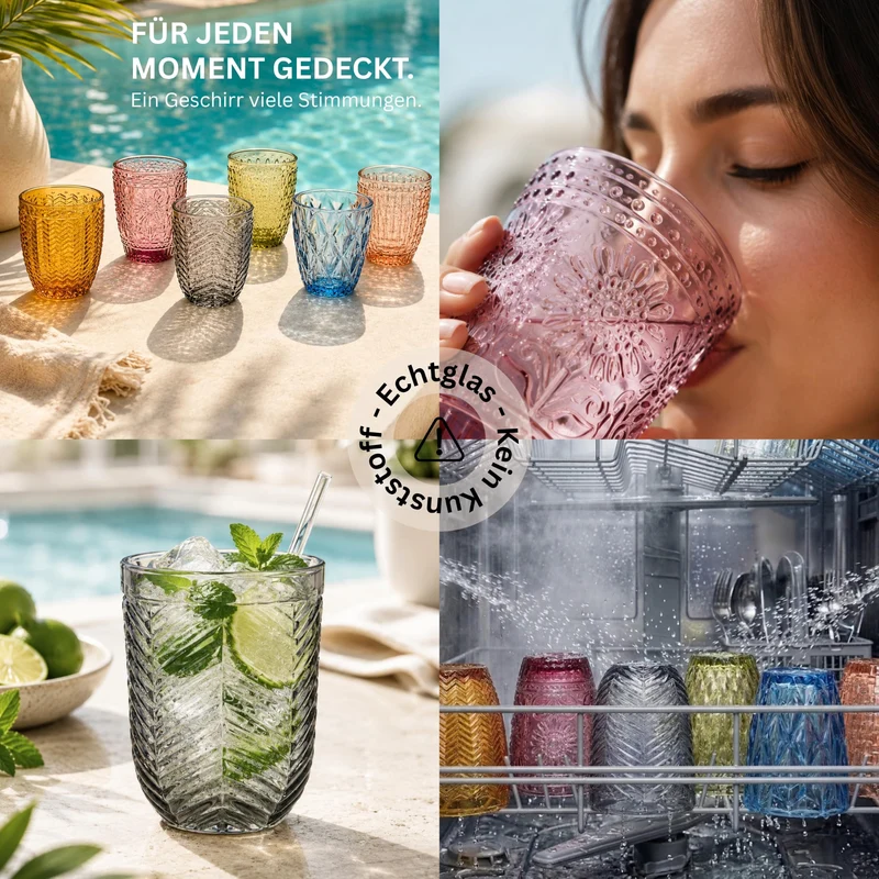 Sänger Porto Gläser Set 6-tlg für 6 Personen, Trinkgläser aus Glas 310 ml