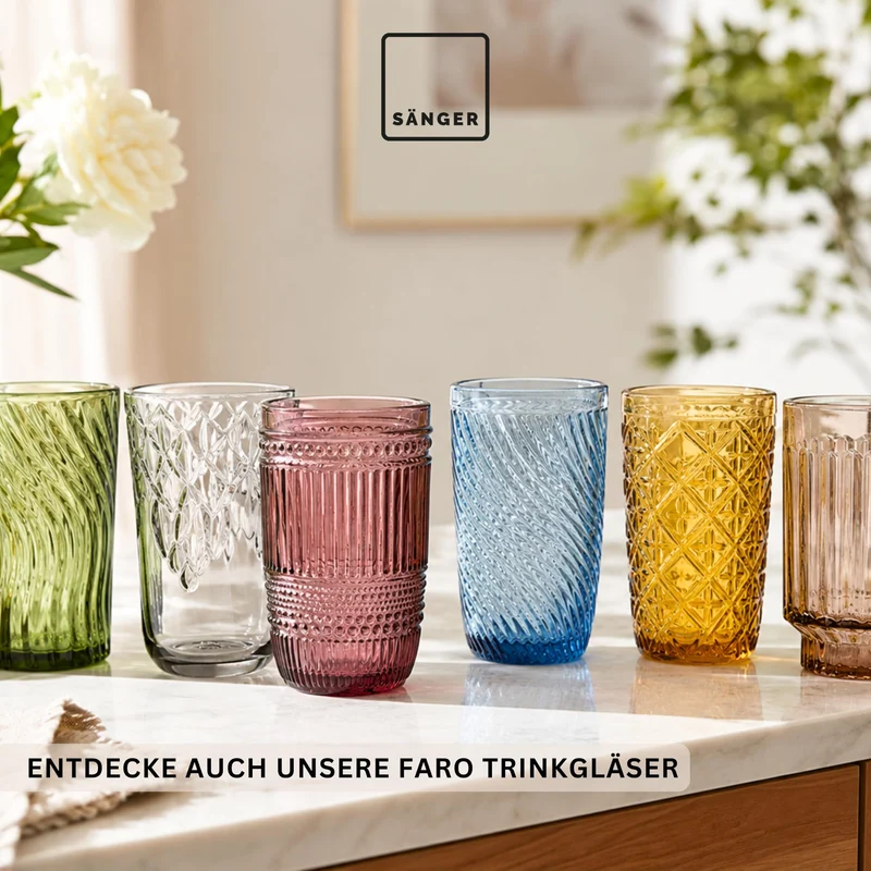 Sänger Porto Gläser Set 6-tlg für 6 Personen, Trinkgläser aus Glas 310 ml