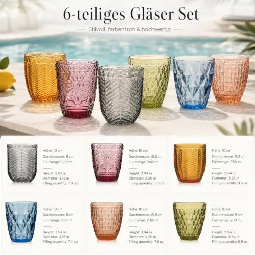 Sänger Porto Gläser Set 6-tlg für 6 Personen, Trinkgläser aus Glas 310 ml