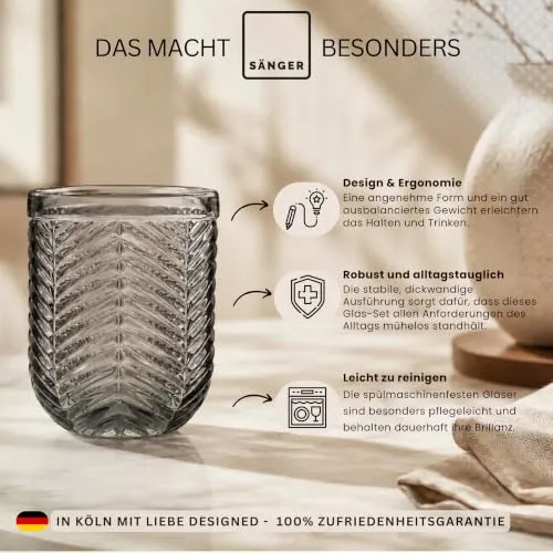 Sänger Porto Gläser Set 6-tlg für 6 Personen, Trinkgläser aus Glas 310 ml