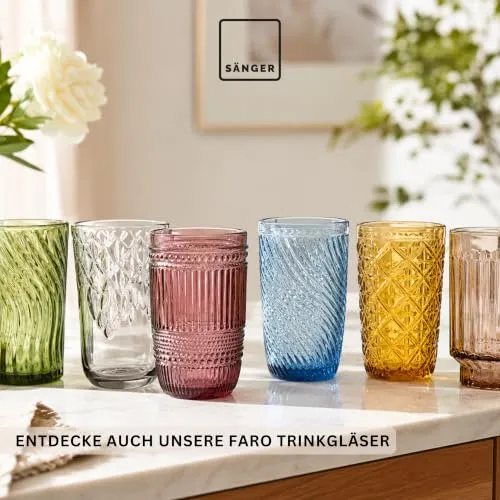 Sänger Porto Gläser Set 6-tlg für 6 Personen, Trinkgläser aus Glas 310 ml