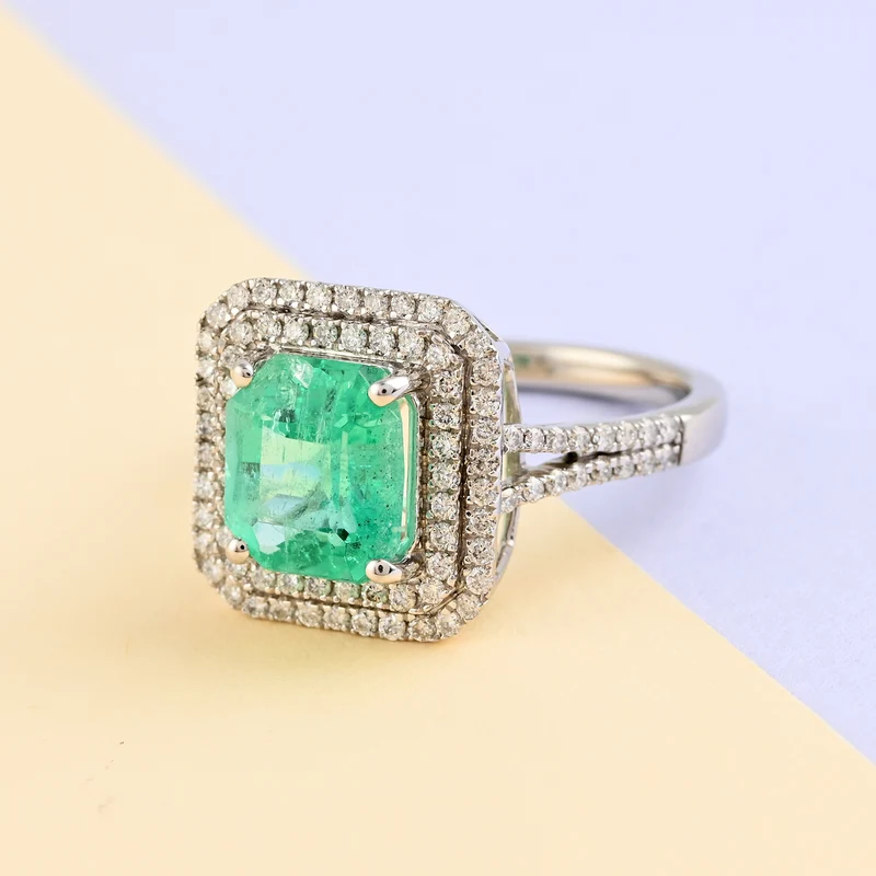 RHAPSODY AAAA kolumbianischer Smaragd und weißer Diamant-Ring, VS E-F, 950 Platin ca. 2.90 ct