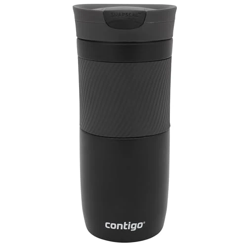 Contigo Thermobecher Byron Snapseal, Edelstahl Isolierbecher, Kaffebecher to go, auslaufsicher, spülmaschinenfester Deckel BPA-frei, 470 ml, 1 Stück (1er Pack)