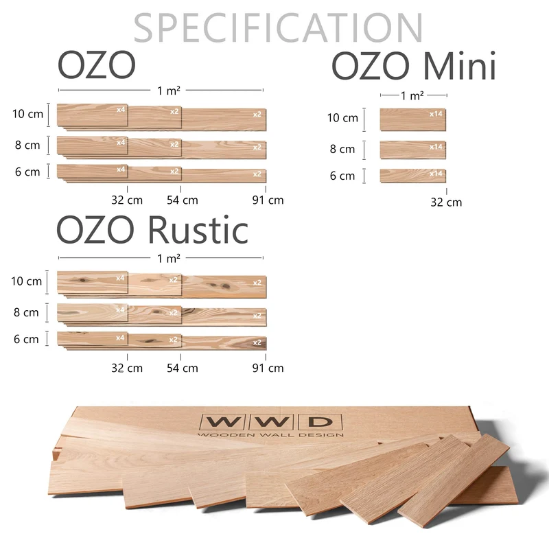 Eiche 3D Wandpaneele, Wandverkleidung OZO