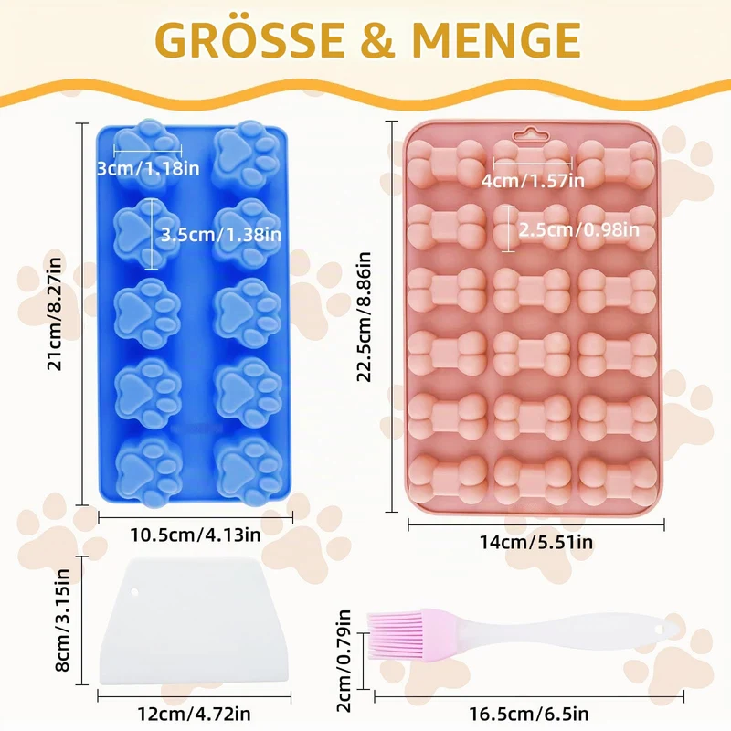 6 Stück Backmatte Hundekekse, Hundeleckerli Silikonform, BPA-Frei