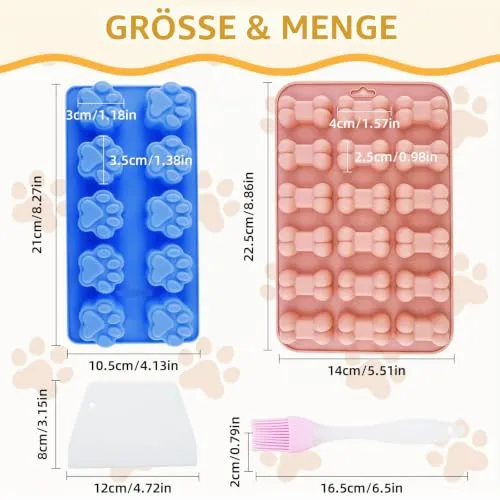 6 Stück Backmatte Hundekekse, Hundeleckerli Silikonform, BPA-Frei