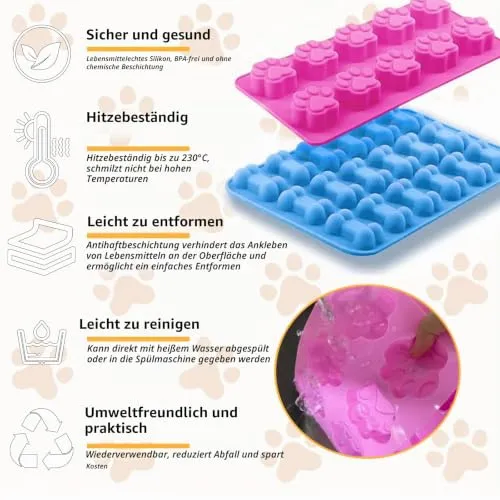 6 Stück Backmatte Hundekekse, Hundeleckerli Silikonform, BPA-Frei