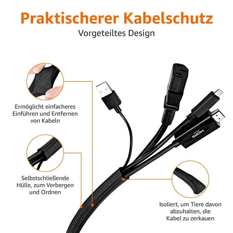 Amazon Basics Kabelorganisation · Schwarz · 3 m