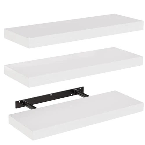 STOREMIC Wandregal, 40cm Regale Weiß Wand, 3er-Set Schweberegal Weiss