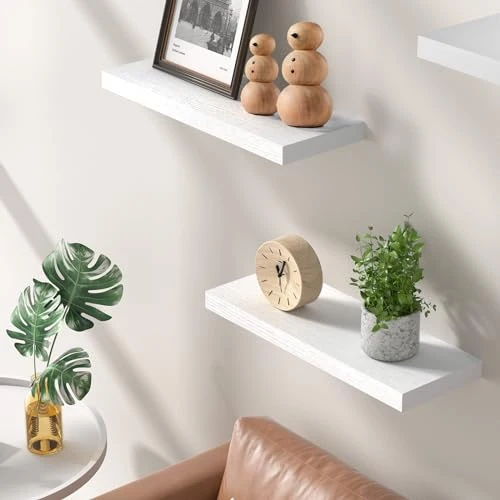 STOREMIC Wandregal, 40cm Regale Weiß Wand, 3er-Set Schweberegal Weiss