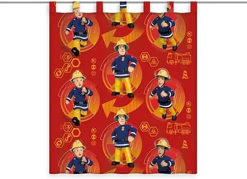 Herding Vorhang, Feuerwehrmann Sam, Polyester, Mehrfarbig/Transparent, 140 x 160 cm