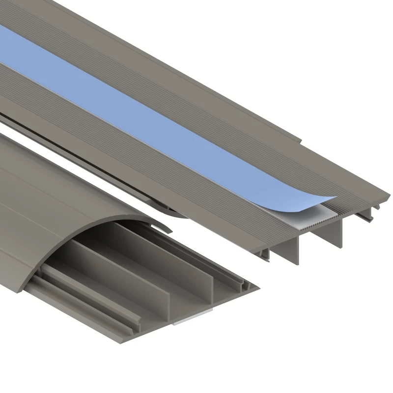 Habengut CC10020 Fußboden-Kabelführung aus PVC Grau, halbrunde Kabelbrücke für bis zu 3,Kabel / Breite Breite 7,5 cm, Länge 1 m