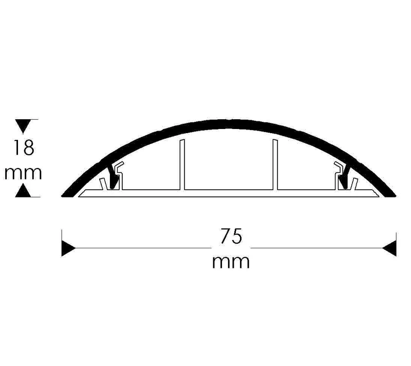 Habengut CC10020 Fußboden-Kabelführung aus PVC Grau, halbrunde Kabelbrücke für bis zu 3,Kabel / Breite Breite 7,5 cm, Länge 1 m
