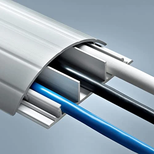 Habengut CC10020 Fußboden-Kabelführung aus PVC Grau, halbrunde Kabelbrücke für bis zu 3,Kabel / Breite Breite 7,5 cm, Länge 1 m