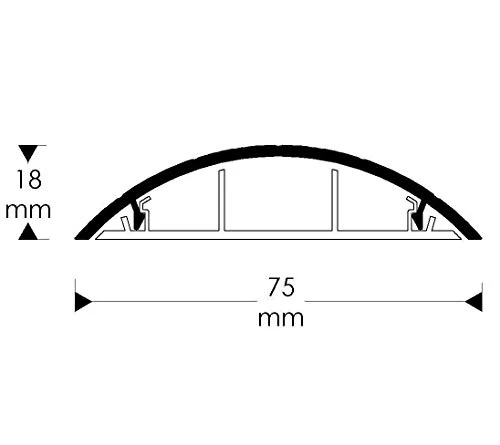 Habengut CC10020 Fußboden-Kabelführung aus PVC Grau, halbrunde Kabelbrücke für bis zu 3,Kabel / Breite Breite 7,5 cm, Länge 1 m