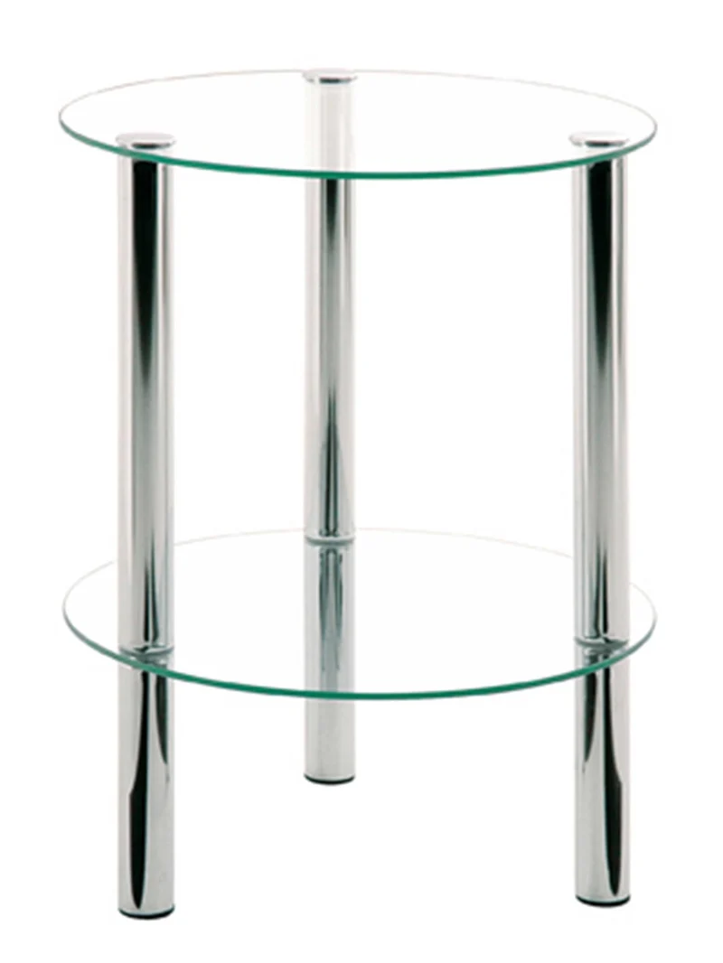 HAKU Beistelltisch rund Chrom, Metall Sicherheitsglas Sofatisch mit Glasplatte - Maße: H 47 cm x Ø 35 cm, Style: Modern