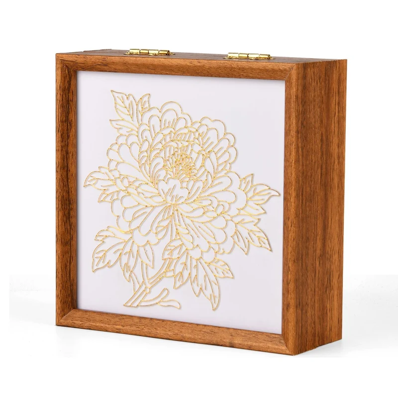 GOLDEN LOTTERY Aufbewahrungsbox mit Sandbild zum kreativen Gestalten, Set mit farbigem Sand, wasserbasiertem Kleber, Plastikbecher und Malwerkzeug 23 x 15,3 x 6 cm, Blumenmotiv