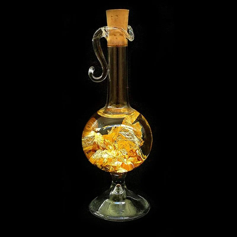 Art Deco Glasgefäß Kleine Phönizische Vase, handgemacht, gefüllt mit Italienischer 916er Blattgold veredelt