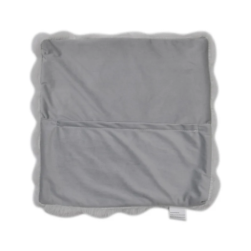 Superweicher Mikroplusch 2er Set Sofa-Kissenbezüge mit Wellenmuster, 45 x 45 und 60 x 60 cm, dunkelgrau