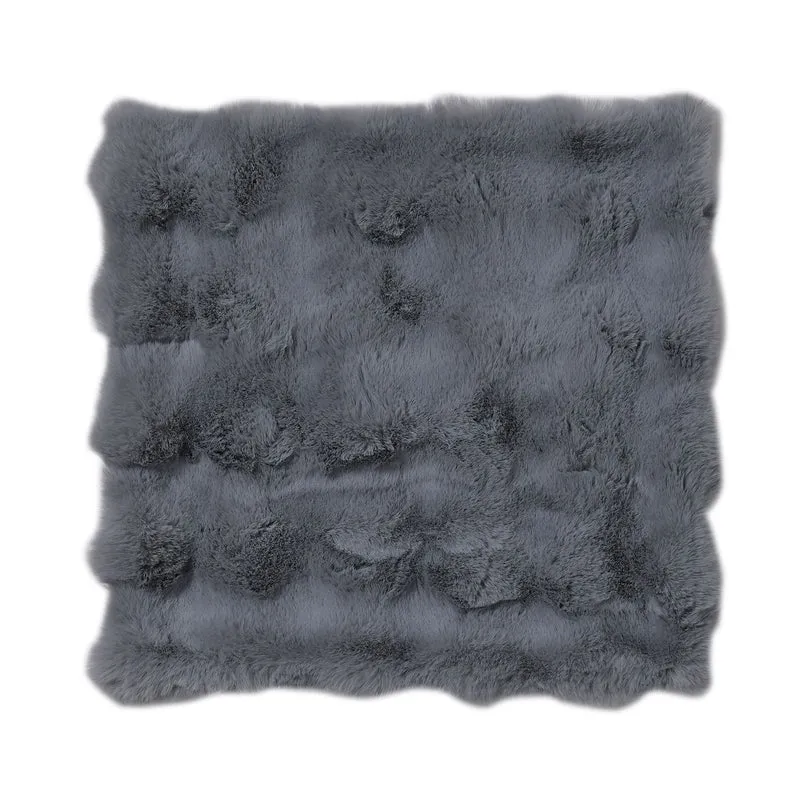 Superweicher Mikroplusch 2er Set Sofa-Kissenbezüge mit Wellenmuster, 45 x 45 und 60 x 60 cm, dunkelgrau