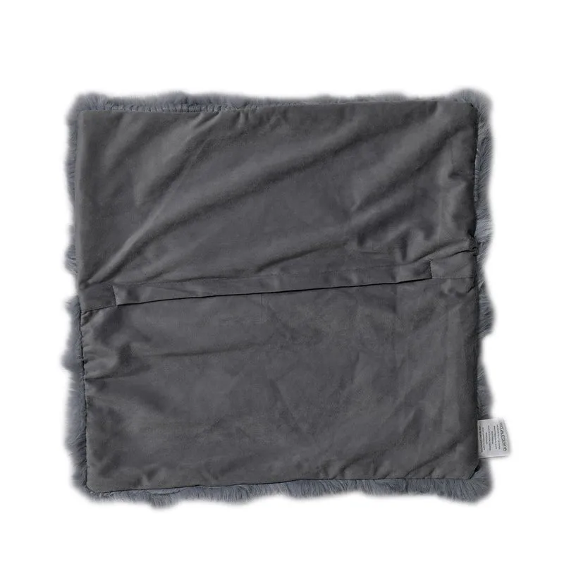 Superweicher Mikroplusch 2er Set Sofa-Kissenbezüge mit Wellenmuster, 45 x 45 und 60 x 60 cm, dunkelgrau
