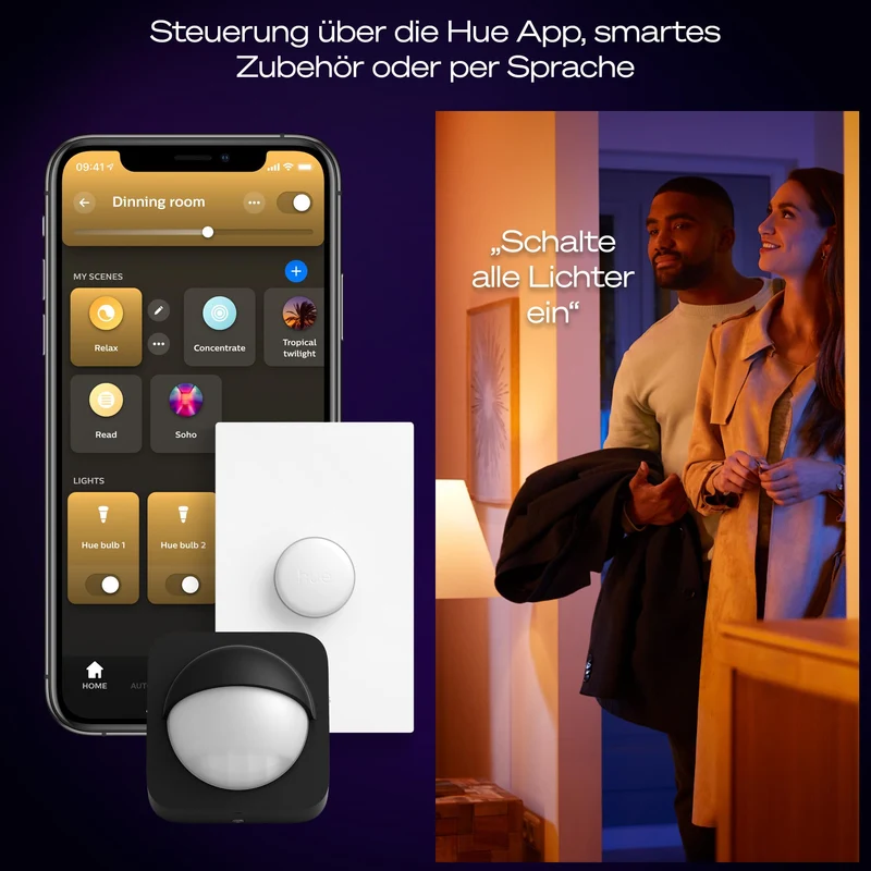 Philips Hue Devote Smart LED-Panel-Licht, weißes und farbiges Ambiente, rund 30 cm, 16,6 W, 2000 Lumen, weißer Rahmen für Innenbeleuchtung, Decke, Wohnzimmer, Küche, Flur