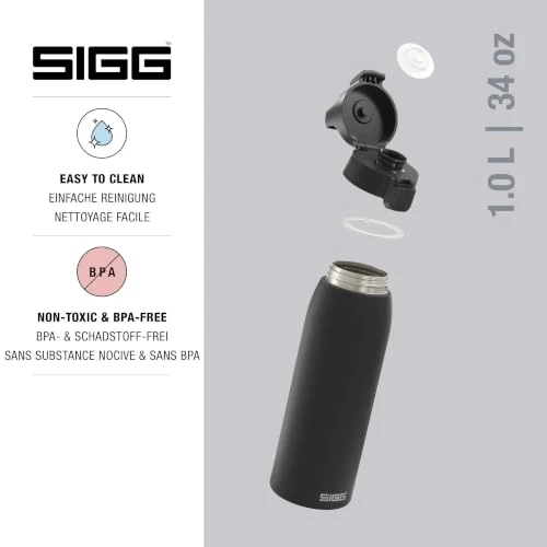 Sigg - Edelstahl Trinkflasche - Shield ONE - Einwandig & Federleicht - Für kohlensäurehaltige Getränke geeignet - Auslaufsicher - BPA-frei - Outdoor & Fitness - 750 ml / 1 L / 1,5 L