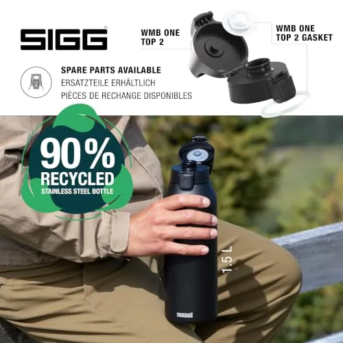 Sigg - Edelstahl Trinkflasche - Shield ONE - Einwandig & Federleicht - Für kohlensäurehaltige Getränke geeignet - Auslaufsicher - BPA-frei - Outdoor & Fitness - 750 ml / 1 L / 1,5 L